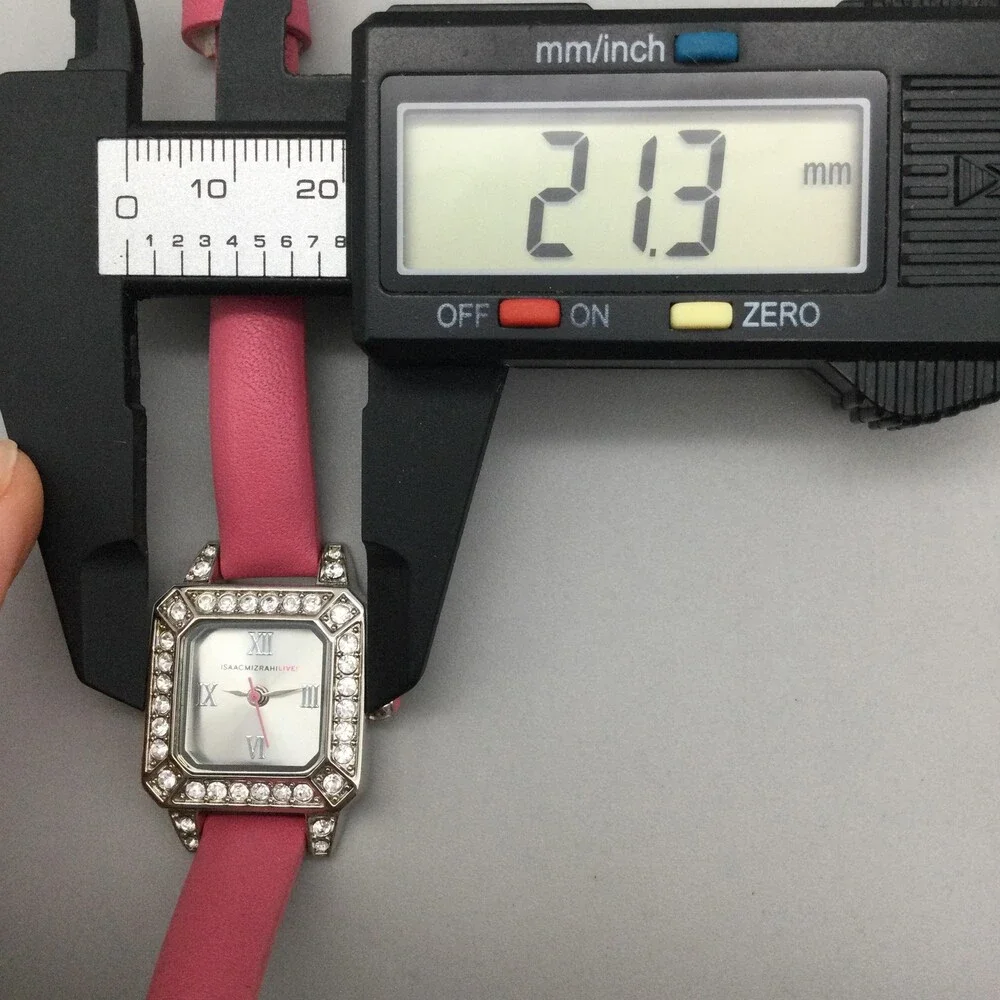 Isaac Mizrahi Live Womens Watch 21mm Silver Tone Pink Leather New Battery